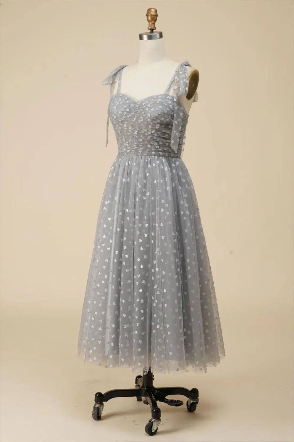 A-Line Tea Length Spaghetti Tulle Party Dress Short