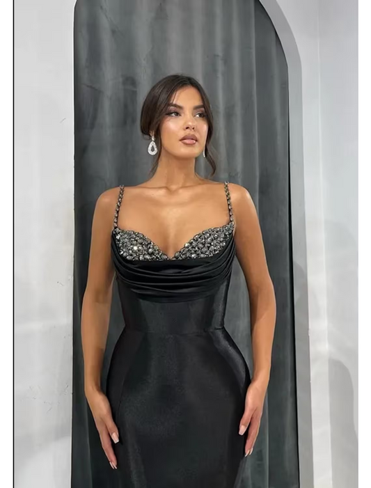 Mermaid / Trumpet Evening Gown Open Back Dress Formal Evening Court Train Sleeveless Sweetheart Charmeuse