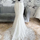 White Lace Open Back Mermaid Long Wedding Dress Beautiful