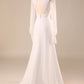 Open Back Wedding Dress with Long Sleeves V-neck