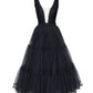 A-Line Prom Dresses Princess Dress Wedding Guest Tea Length Sleeveless V Neck Tulle with Bow(s)