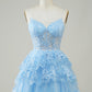 Cute Black A Line Sparkly Sequin Tiered Corset Short Homecoming Dress Beautiful
