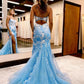 Mermaid Back Prom Dress With Appliques Long With Flowers