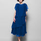 A-Line Mother of the Bride Dress Plus Size Elegant Cowl Neck Tea Length Chiffon Short Sleeve with Ruffles Crystal