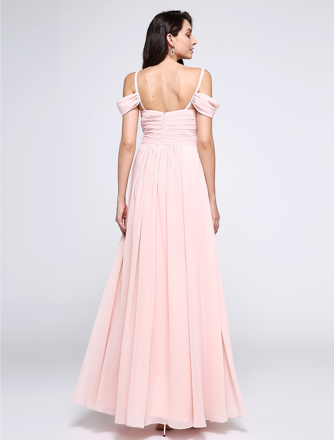 A-Line Elegant Dress Holiday Cocktail Party Ankle Length Short Sleeve Straps Chiffon with Criss