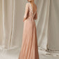 A-Line Mother of the Bride Dress Wedding Guest Luxurious Elegant V Neck Floor Length Lace Tulle Half Sleeve with Pleats