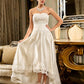 Little White Dresses Wedding Dresses Asymmetrical A-Line Strapless Sweetheart Lace With Appliques