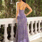 Sheath / Column Prom Dresses Sparkle & Shine Dress Party Wear Floor Length Sleeveless One Shoulder Sequined