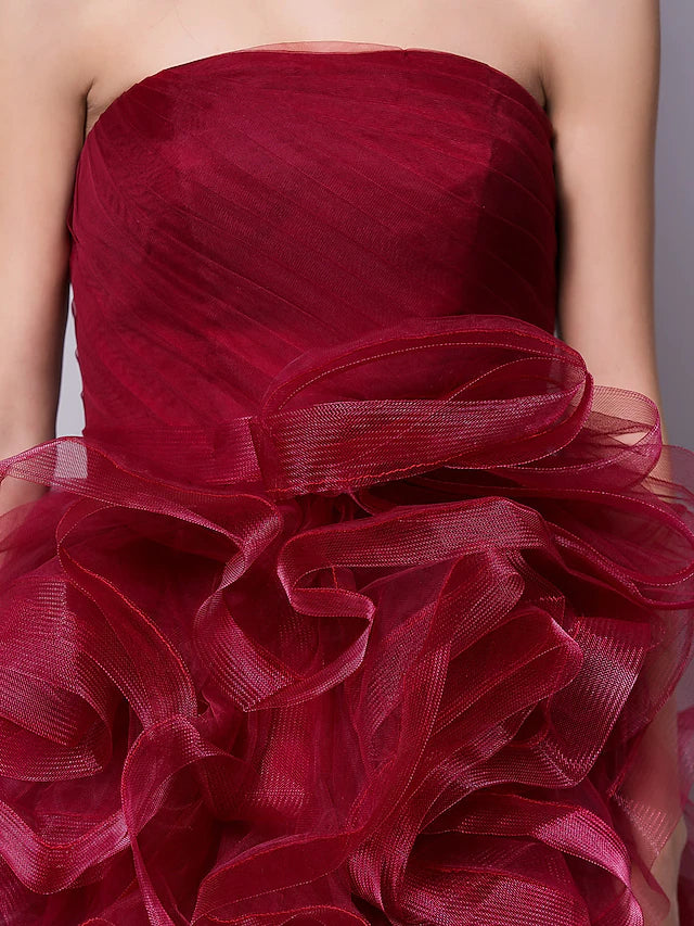 Ball Gown Hot Homecoming Cocktail Party Valentine's Day Dress Strapless Sleeveless Short / Mini Tulle