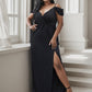 Plus Size V-Neck Cold Shoulder Floor-Length Evening Dress Sparkly