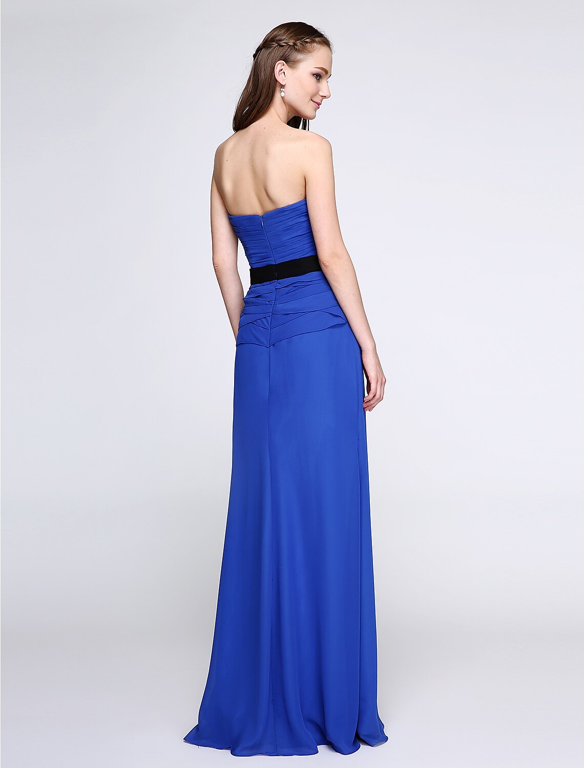 Sheath / Column Bridesmaid Dress Strapless Sleeveless Elegant Floor Length Chiffon