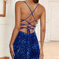 Mermaid / Trumpet Prom Dresses Sparkle & Shine Dress Party Wear Sweep / Brush Train Sleeveless Halter Sequined Backless