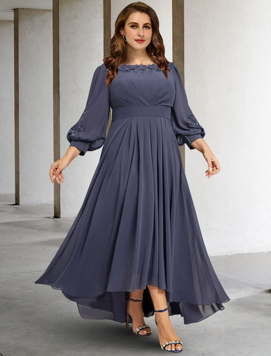 Two Piece A-Line Mother of the Bride Dress Elegant Sweetheart Ankle Length Chiffon Lace Long Sleeve with Jacket Wrap Included Pleats