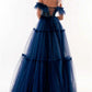 A-Line Prom Dresses Elegant Dress Wedding Guest Floor Length Short Sleeve Off Shoulder Tulle with Pleats
