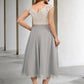 A-Line Plus Size Curve Mother of the Bride Dresses Elegant Dress Formal Tea Length Sleeveless V Neck Chiffon with Crystals