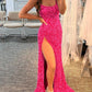 Mermaid / Trumpet Prom Dresses Sparkle & Shine Dress Wedding Guest Party Wear Floor Length Sleeveless Spaghetti Strap Sequined