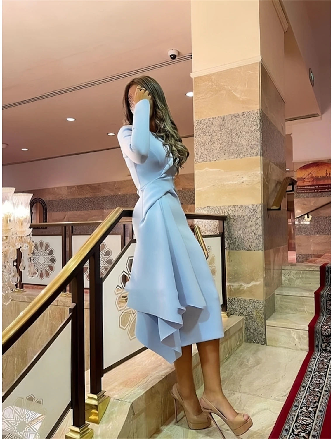 Sheath / Column Cocktail Dresses Elegant Dress Formal Fall Knee Length Long Sleeve Jewel Neck Stretch Fabric with Pleats