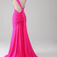 Mermaid One Shoulder Long Prom Dress Pure Color Hot Pink