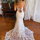 Mermaid Spaghetti Straps Back Wedding Dress V-neck Sexy Long