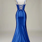 Mermaid Spaghetti Straps Long Prom Dress Pure Color Sexy