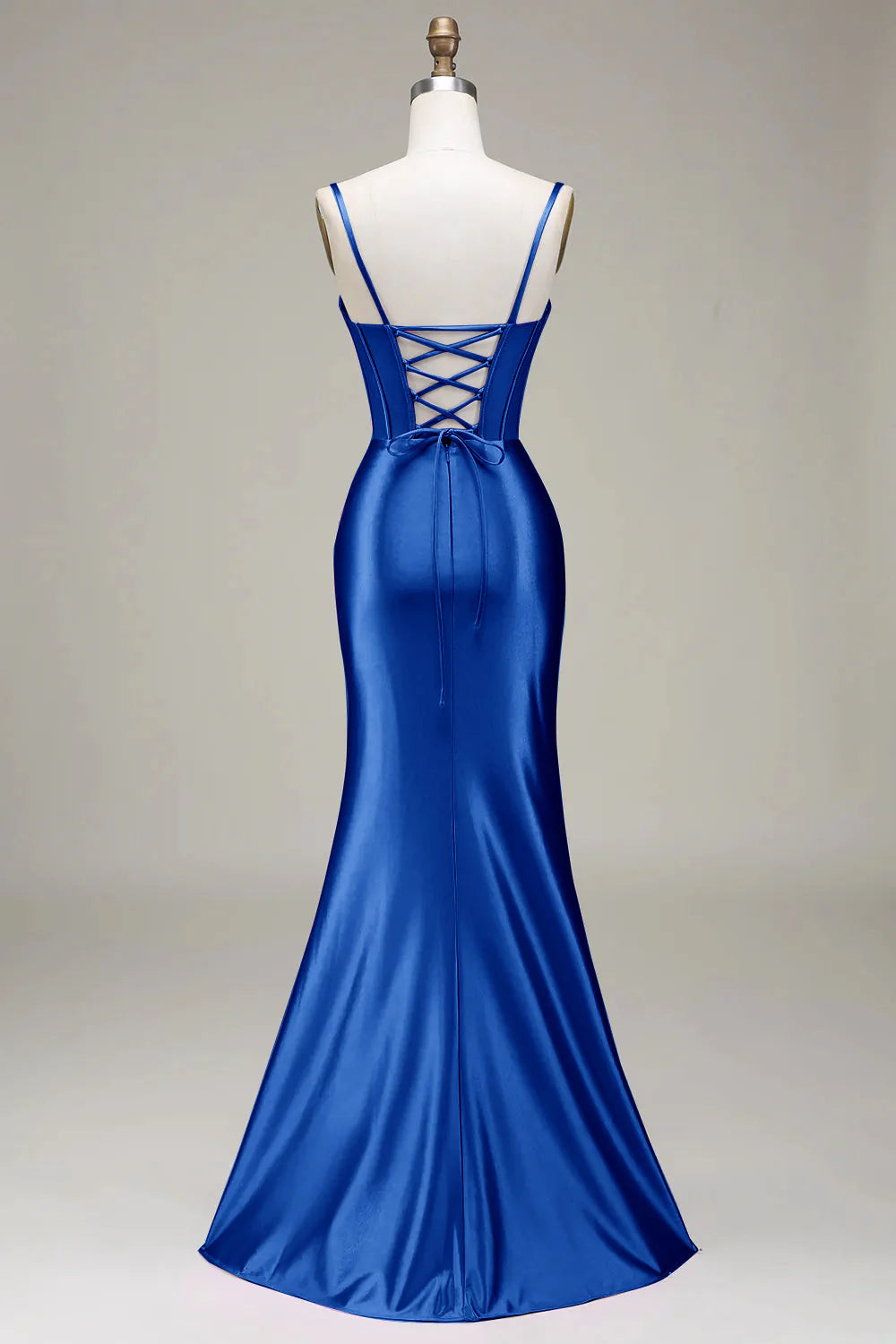 Mermaid Spaghetti Straps Long Prom Dress Pure Color Sexy