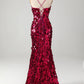 Mermaid Spaghetti Straps Sequins Long Prom Dress with Slit Sparkly 