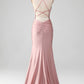 Mermaid Prom Dress Sparkly Beaded Long Pure Color