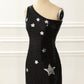 Black One Shoulder Sequin Cocktail Dress With Stars Short Sexy