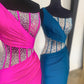 Mermaid One Shoulder Prom Dress with Rhinestones Sexy Evening Dresses