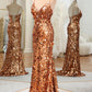 Mermaid Spaghetti Straps Long Sequin Prom Dress With Split Sparkly