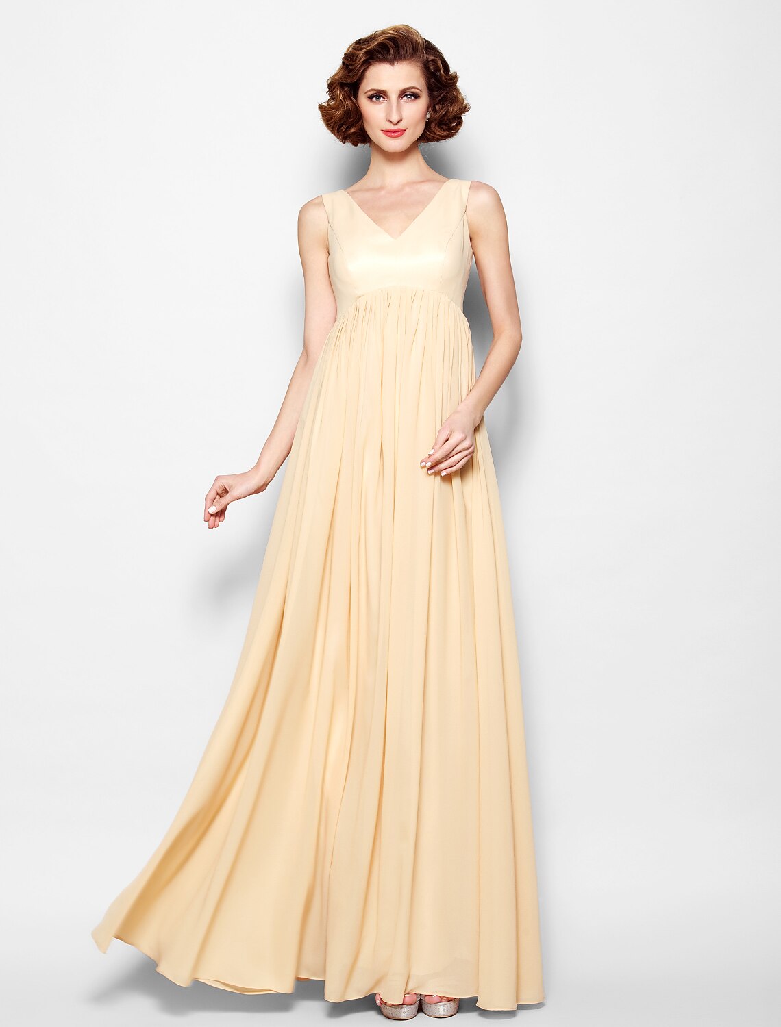 A-Line Mother of the Bride Dress Wrap Included V Neck Floor Length Chiffon Lace Half Sleeve yes