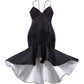 Mermaid / Trumpet Evening Gown Vintage Dress Party Wear Tea Length Sleeveless Spaghetti Strap Wednesday Addams Family Satin