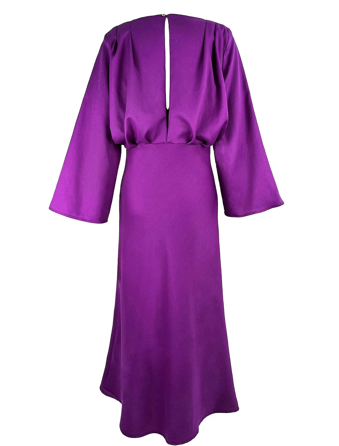 A-Line Wedding Guest Dresses Elegant Dress Holiday Ankle Length Long Sleeve V Neck Polyester