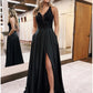 A-Line Evening Gown Empire Dress Formal Prom Floor Length Sleeveless V Neck Pocket Satin Backless