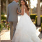 Classic Ball Gown Wedding Dress With Tulle Cascading Ruffles V-neck Sexy