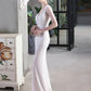 Mermaid / Trumpet Prom Dresses Elegant Dress Formal Floor Length Sleeveless V Neck Sequined