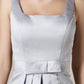 A-Line Bridesmaid Dress Square Neck Sleeveless Knee Length Satin with Sash / Ribbon