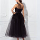 A-Line Cocktail Dresses Vintage Dress Wedding Guest Cocktail Party Ankle Length Sleeveless One Shoulder Wednesday Addams Family Tulle with Pleats Pattern