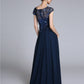 Sheath / Column Mother of the Bride Dress Sparkle & Shine Scoop Neck Floor Length Chiffon Short Sleeve