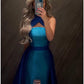 A-Line Evening Gown Elegant Dress Formal Court Train Sleeveless Halter Neck Satin