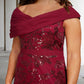 A-Line Plus Size Curve Mother of the Bride Dresses Elegant Dress Formal Floor Length Sleeveless V Neck Lace with Sequin