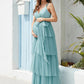 A-Line Maternity Cute Formal Evening Dress V Neck Sleeveless Floor Length Tulle with Tier