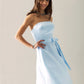 A-Line Bridesmaid Dress Strapless Sleeveless Elegant Knee Length Satin with Sash / Ribbon