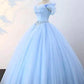 Ball Gown Prom Dresses Princess Dress Graduation Floor Length Sleeveless Off Shoulder Tulle with Pearls Beading