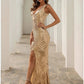 Mermaid / Trumpet Evening Gown Elegant Dress Formal Sweep / Brush Train Sleeveless V Neck Stretch Fabric