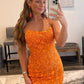 Sheath Spaghetti Straps Lace Homecoming Dress Sexy