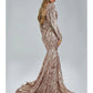 Mermaid / Trumpet Evening Gown Sparkle & Shine Dress Formal Court Train Long Sleeve V Neck African American Lace