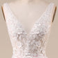 A-Line Tulle Sweep Train Wedding Dress V-neck