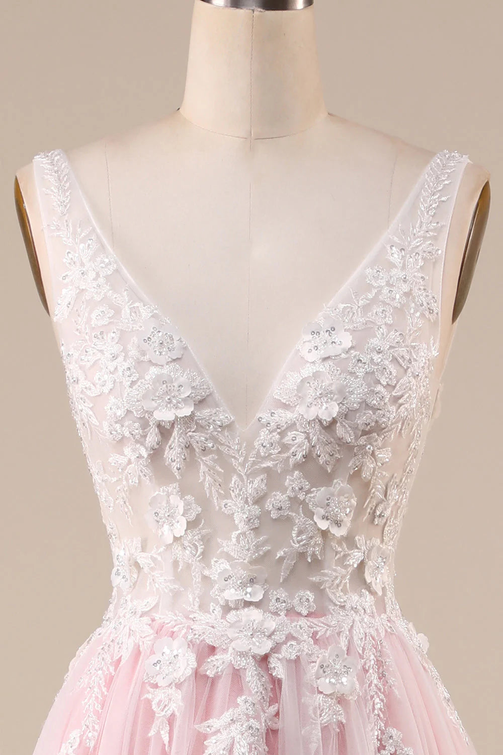 A-Line Tulle Sweep Train Wedding Dress V-neck