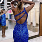 One Shoulder Glitter Sequin Homecoming Dress Sparkly Sexy